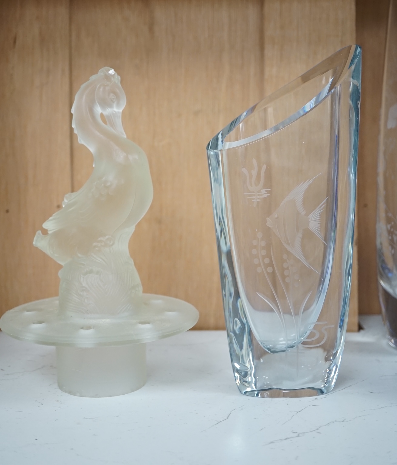 A quantity of various glass vases and figures to include Murano, tallest 31cm. Condition - varies